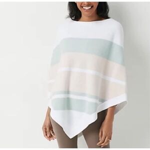 NWT Barefoot Dreams Pink Multi Stripe CozyChic Ultra Lite Ocean Breeze Poncho OS